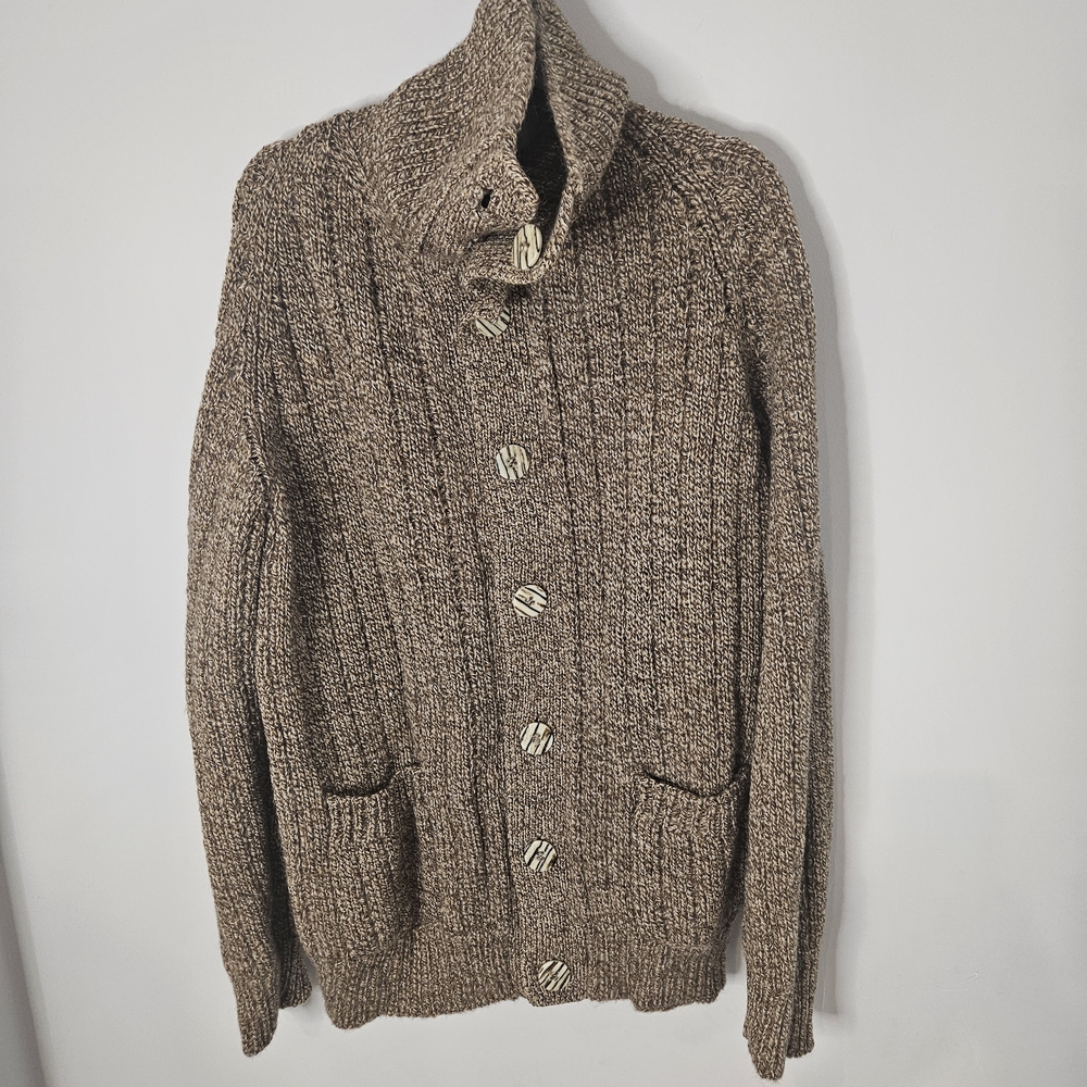 Handmade In Canada Cozy Brown Knit Cardigan Sweater